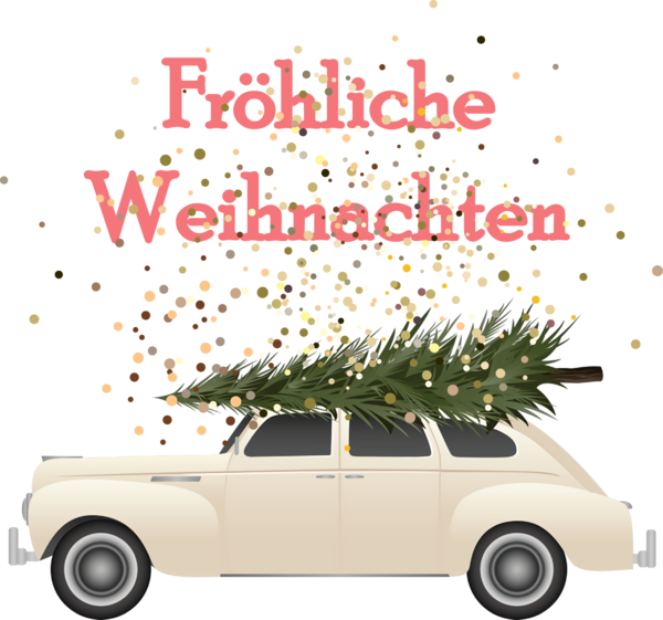 Transparent Christmas Compact car Vintage car Mid-size car for Frohliche Weihnachten for Christmas
