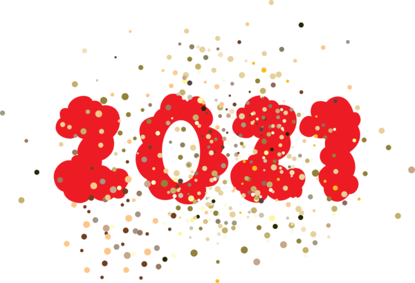 Transparent New Year Red Font Cartoon for Happy New Year 2021 for New Year