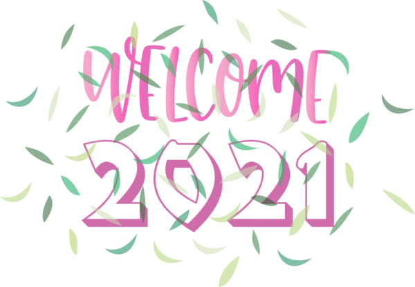 Transparent New Year Logo Calligraphy Design for Welcome 2021 for New Year
