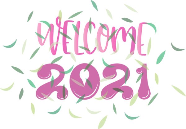 Transparent New Year Logo Leaf Petal for Welcome 2021 for New Year