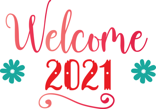 Transparent New Year Logo Petal Flower for Welcome 2021 for New Year
