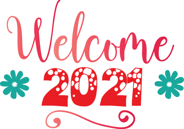 Transparent New Year Logo Petal Flower for Welcome 2021 for New Year