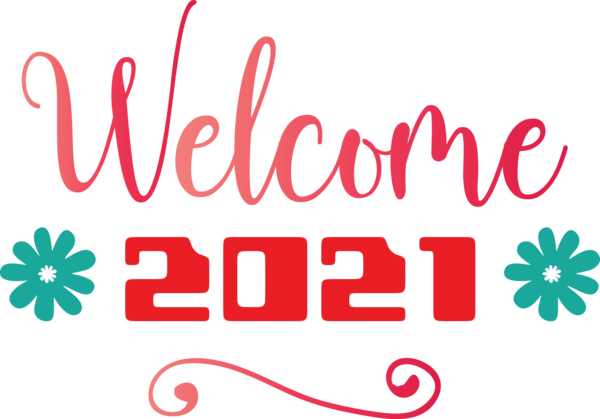 Transparent New Year Logo Flower Petal for Welcome 2021 for New Year