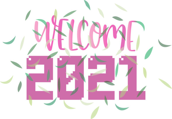 Transparent New Year Logo Design Line for Welcome 2021 for New Year