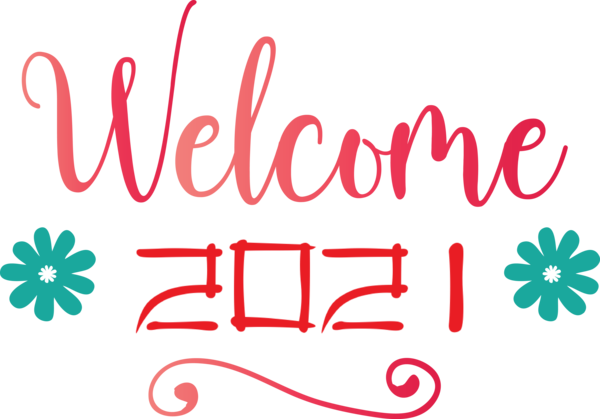 Transparent New Year Logo Flower Design for Welcome 2021 for New Year