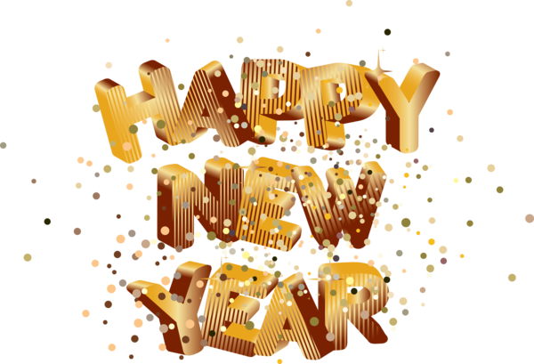 Transparent New Year Gold Yellow Font for Happy New Year for New Year