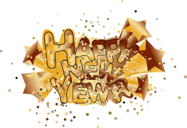 Transparent New Year Gold Font Meter for Happy New Year for New Year