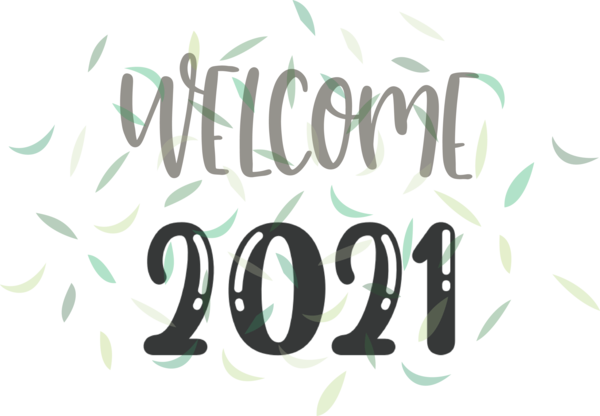 Transparent New Year Logo Design Font for Welcome 2021 for New Year