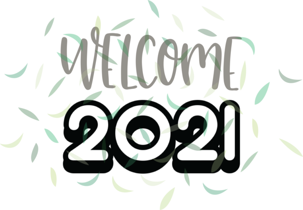Transparent New Year Logo Font Green for Welcome 2021 for New Year