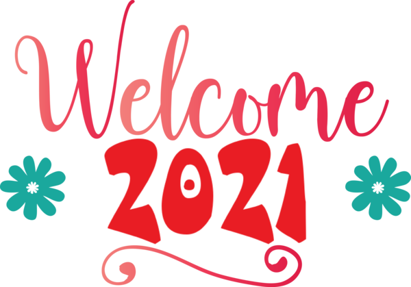 Transparent New Year Flower Logo Design for Welcome 2021 for New Year