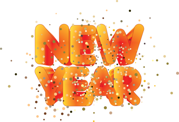 Transparent New Year Font Meter Fruit for Happy New Year for New Year