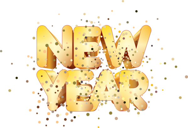 Transparent New Year Design Yellow Font for Happy New Year for New Year