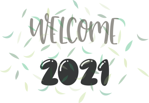 Transparent New Year Logo Font Green for Welcome 2021 for New Year
