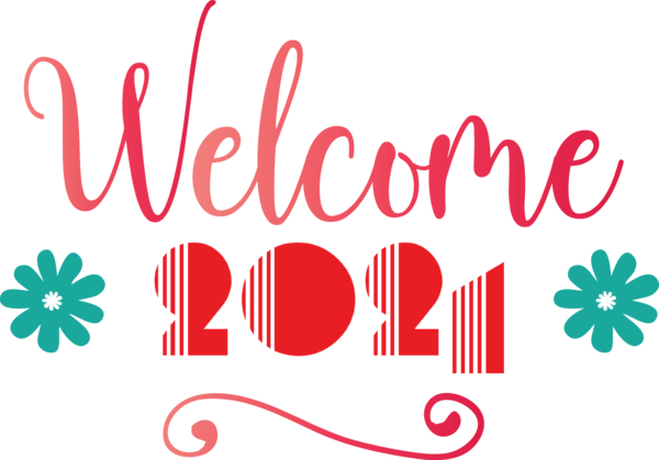 Transparent New Year Flower Logo Petal for Welcome 2021 for New Year