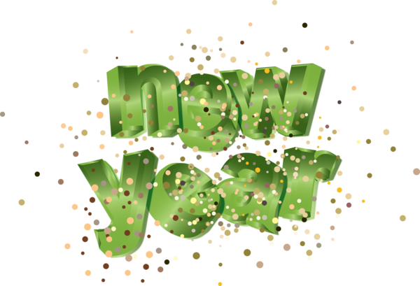 Transparent New Year Leaf Green Font for Happy New Year for New Year