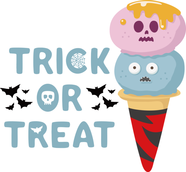 Transparent Halloween Ice cream cone Cartoon Line for Trick Or Treat for Halloween