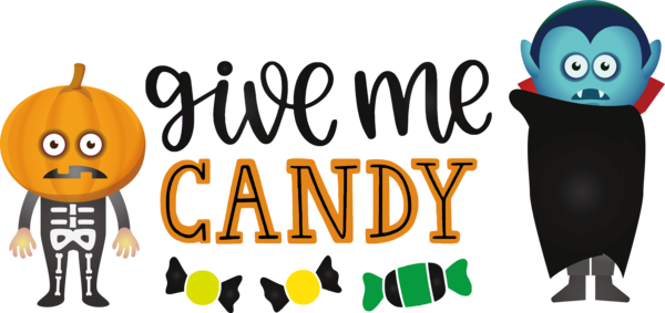Transparent Halloween Logo Character Cartoon for Trick Or Treat for Halloween