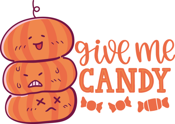 Transparent Halloween Cartoon Pumpkin Happiness for Trick Or Treat for Halloween