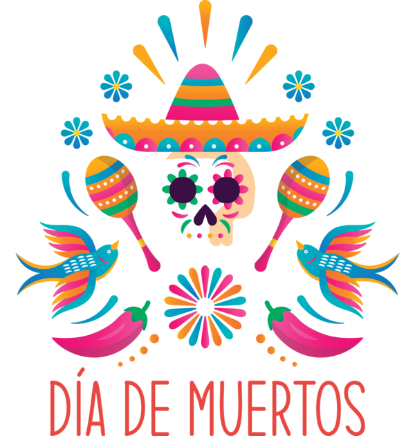 Transparent Day of Dead Logo Design Line for Día de Muertos for Day Of Dead