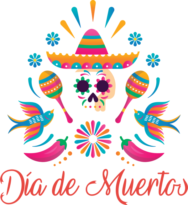 Transparent Day of Dead Design Line Meter for Día de Muertos for Day Of Dead