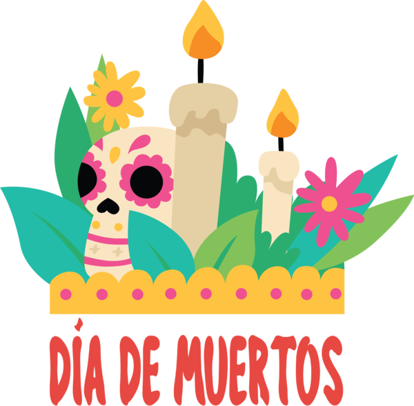 Transparent Day of Dead Floral design Meter Line for Día de Muertos for Day Of Dead