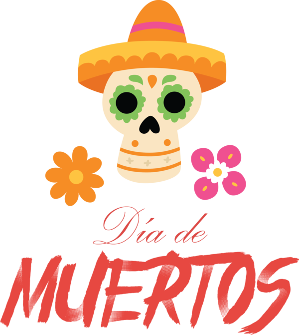 Transparent Day of Dead Hat Sombrero Logo for Día de Muertos for Day Of Dead