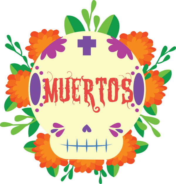 Transparent Day of Dead Watercolor painting Floral design Drawing for Día de Muertos for Day Of Dead