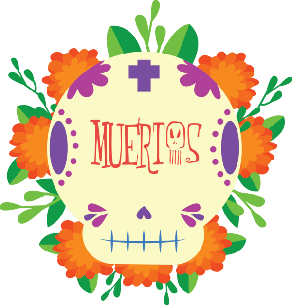 Transparent Day of Dead Watercolor painting Floral design Drawing for Día de Muertos for Day Of Dead