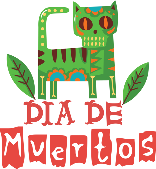 Transparent Day of Dead Logo Character Line for Día de Muertos for Day Of Dead