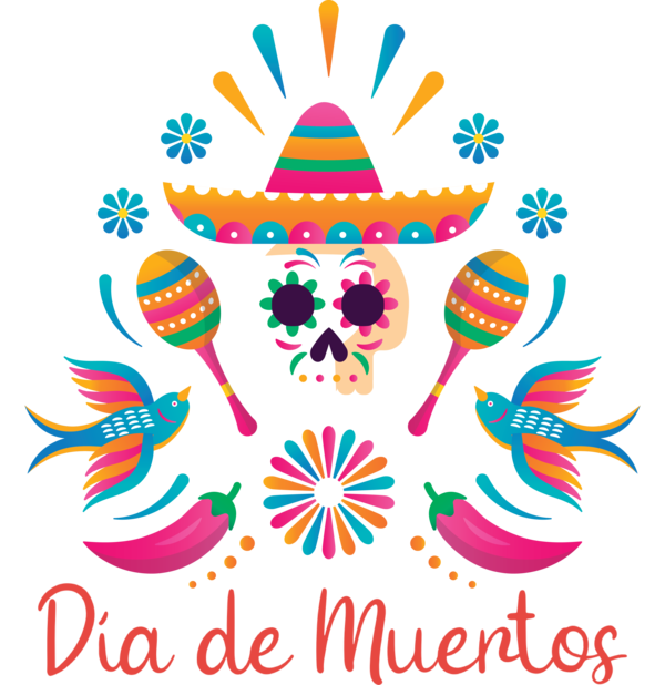 Transparent Day of Dead Design Line Meter for Día de Muertos for Day Of Dead