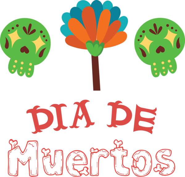 Transparent Day of Dead Leaf Text Tree for Día de Muertos for Day Of Dead