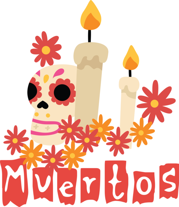 Transparent Day of Dead Floral design Meter Line for Día de Muertos for Day Of Dead
