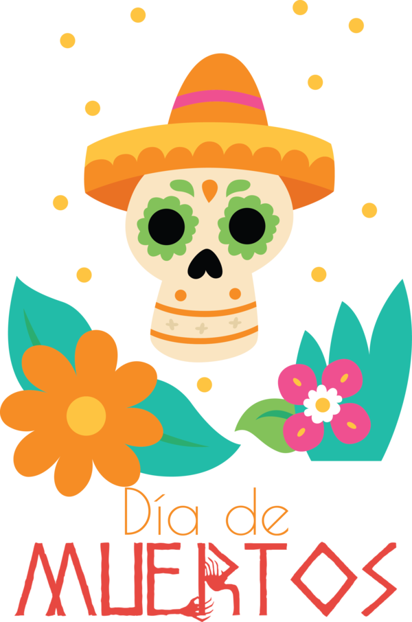 Transparent Day of Dead Party hat Floral design Hat for Día de Muertos for Day Of Dead