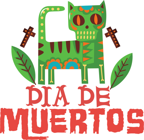 Transparent Day of Dead Logo Character Line for Día de Muertos for Day Of Dead