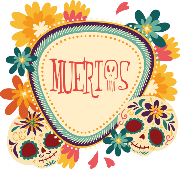 Transparent Day of Dead Design Floral design Logo for Día de Muertos for Day Of Dead