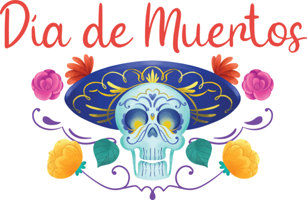 Transparent Day of the Dead Logo Skull M Skull M for Día de Muertos for Day Of The Dead