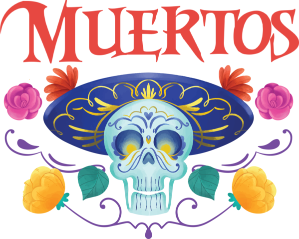Transparent Day of the Dead Floral design Skull M Skull M for Día de Muertos for Day Of The Dead