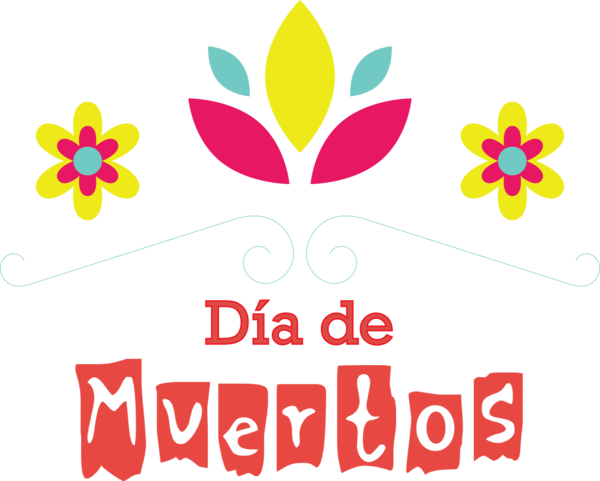 Transparent Day of the Dead Logo Floral design Line for Día de Muertos for Day Of The Dead