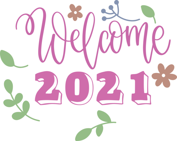 Transparent New Year Floral design Design Flower for Welcome 2021 for New Year