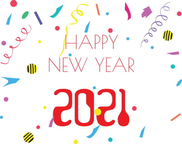 Transparent New Year Line art Text Design for Happy New Year 2021 for New Year
