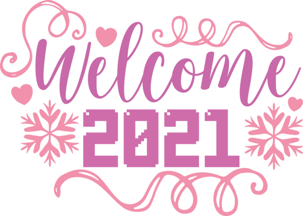 Transparent New Year Logo Design Calligraphy for Welcome 2021 for New Year