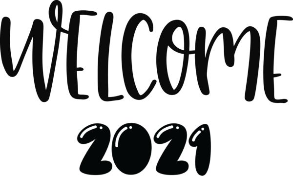 Transparent New Year Logo Design Font for Welcome 2021 for New Year