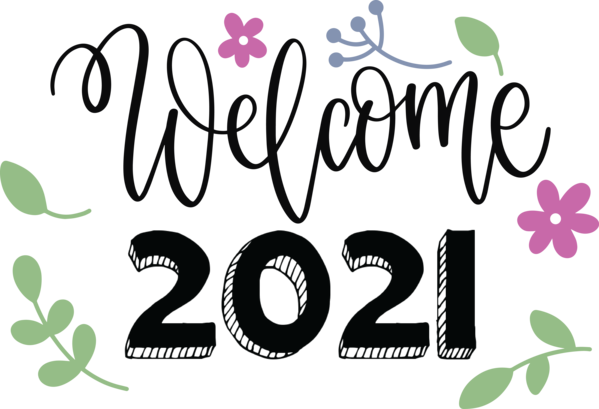 Transparent New Year Logo Design Flower for Welcome 2021 for New Year