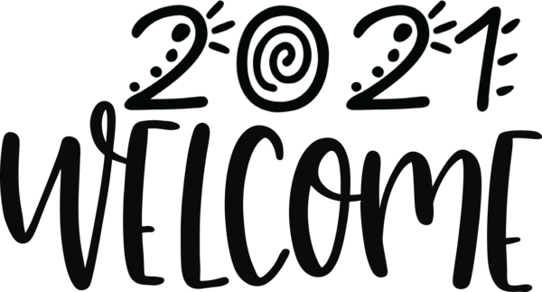Transparent New Year Logo Calligraphy Font for Welcome 2021 for New Year