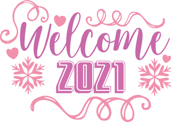Transparent New Year Logo Design Calligraphy for Welcome 2021 for New Year
