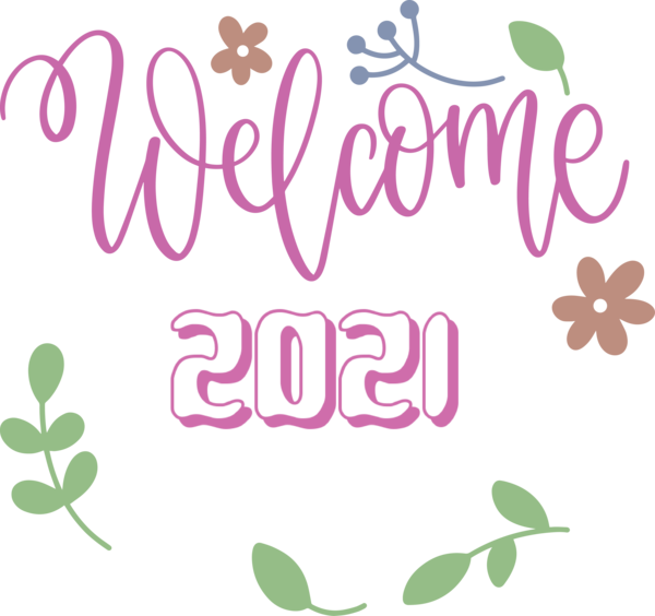 Transparent New Year Floral design Logo Leaf for Welcome 2021 for New Year