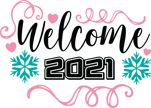 Transparent New Year Logo Design Line for Welcome 2021 for New Year