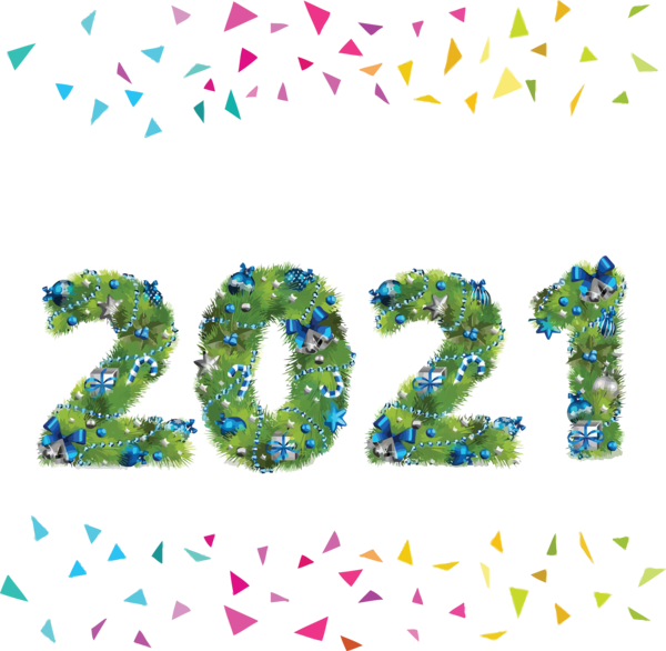 Transparent New Year Text Design Leaf for Happy New Year 2021 for New Year