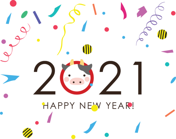 Transparent New Year Cartoon Design Line for Happy New Year 2021 for New Year