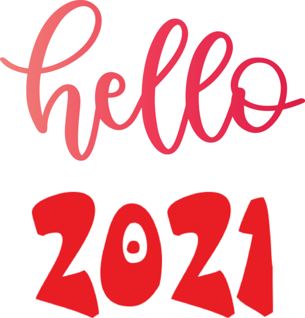 Transparent New Year Logo Red Line for Welcome 2021 for New Year